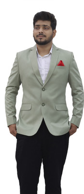 ALJAAMI Solid Single Breasted Casual Men Blazer(Light Green)