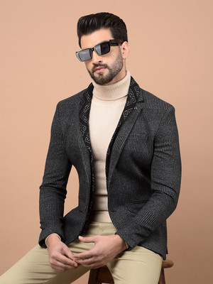 CRIMSOUNE CLUB Self Design Single Breasted Casual Men Blazer(Grey)