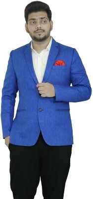 RAHMAN CREATION Solid Single Breasted Casual Men Blazer(Blue)