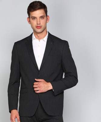 VAN HEUSEN Solid Single Breasted Formal Men Blazer(Grey)