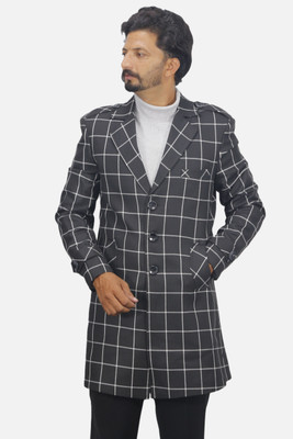 gargian master cut Checkered Single Breasted Casual, Party Men Blazer(Black)