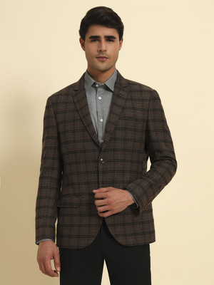 CANTABIL Checkered Single Breasted Formal Men Blazer(Brown, Black)