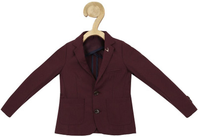 Allen Solly Solid Single Breasted Party Boys Blazer(Maroon)