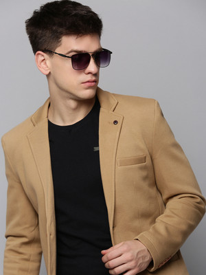 SHOWOFFFF Solid Single Breasted Casual Men Blazer(Beige)