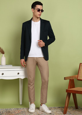 FUBAR Solid Single Breasted Formal Men Blazer(Black)
