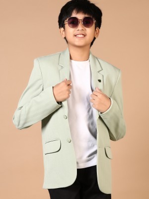 V-MART Checkered Single Breasted Casual, Festive & Wedding, Formal, Party Boys Blazer(Light Green)