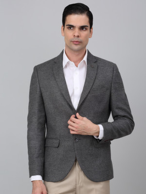 CANTABIL Self Design Single Breasted Formal Men Blazer(Grey)