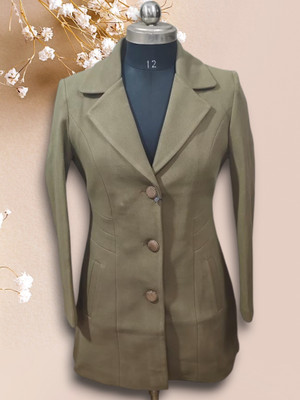 Pepzo Solid Double Breasted Casual Women Blazer(Green)