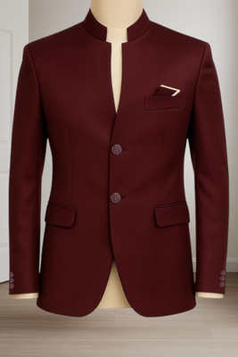 RaeenMensWear Solid Single Breasted Casual, Festive, Festive & Wedding, Party, Wedding Men Blazer(Maroon)