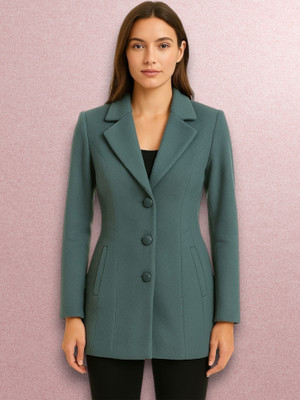 Pepzo Solid Double Breasted Casual Women Blazer(Blue)