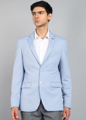 PARK AVENUE Solid Single Breasted Formal Men Blazer(Blue)