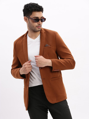 SHOWOFFFF Solid Single Breasted Casual Men Blazer(Brown)