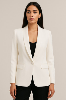 Aaromcollection Solid Single Breasted Casual, Formal Women Blazer(White)