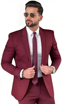 Darbar In Solid Single Breasted Casual, Formal, Festive & Wedding, Party Men Blazer(Maroon)