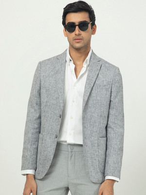 Rare Rabbit Solid Single Breasted Casual Men Blazer(Grey)