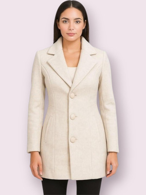 Pepzo Solid Double Breasted Casual Women Blazer(White)