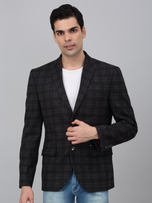 CANTABIL Checkered Single Breasted Casual Men Blazer(Grey, Black)