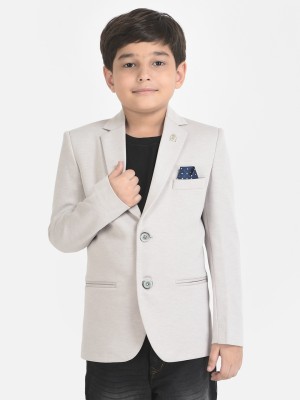 CRIMSOUNE CLUB Solid Single Breasted Casual Boys Blazer(Grey)