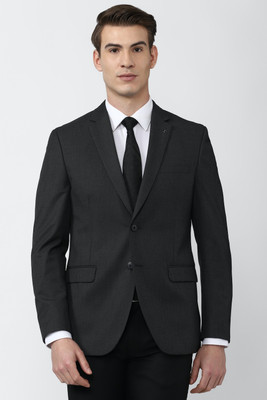VAN HEUSEN Solid Single Breasted Formal Men Blazer(Black)