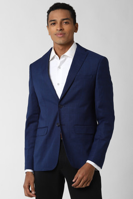 PETER ENGLAND Solid Single Breasted Formal Men Blazer(Blue)