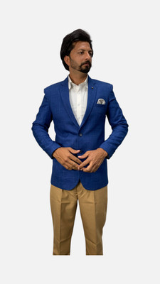 gargian master cut Striped Single Breasted Formal, Party Men Blazer(Blue)