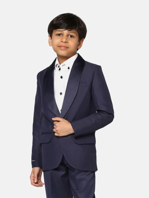 TAHVO Solid Single Breasted Party Boys Blazer(Blue)