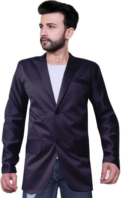 Abc Garments Solid Single Breasted Casual Men Blazer(Dark Blue)