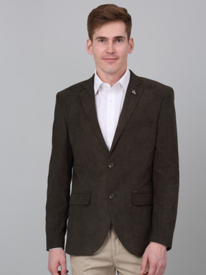 CANTABIL Striped Single Breasted Formal Men Blazer(Green)