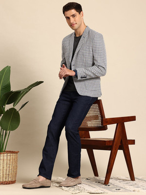 Mast & Harbour Checkered Single Breasted Formal Men Blazer(Multicolor)