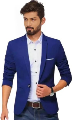 Darbar In Solid Single Breasted Casual, Formal, Party, Festive & Wedding Men Blazer(Blue)