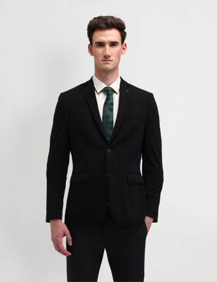 ARROW Solid Single Breasted Formal Men Blazer(Black)
