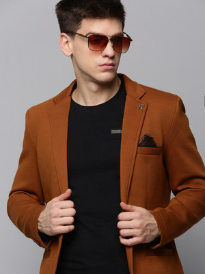 SHOWOFFFF Solid Single Breasted Casual Men Blazer(Beige)