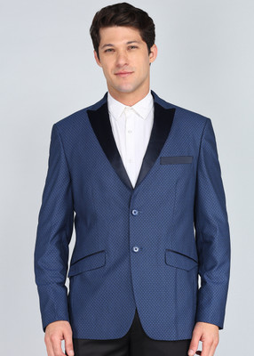 PETER ENGLAND Striped Tuxedo Style Formal Men Blazer(Light Green)