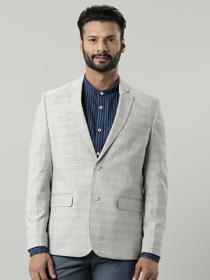 INDIAN TERRAIN Checkered Single Breasted Casual Men Blazer(Grey)