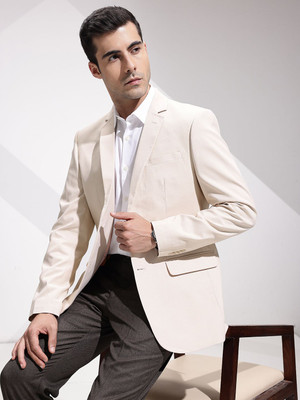 INVICTUS Solid Single Breasted Formal Men Blazer(White)