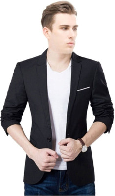 TRULYFAB Solid Single Breasted Casual Men Blazer(Blue)