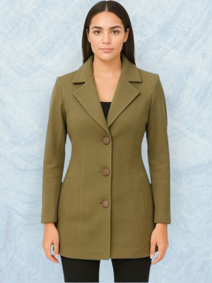 Pepzo Solid Double Breasted Casual Women Blazer(Green)