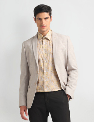 ARROW Self Design Single Breasted Formal Men Blazer(Beige)