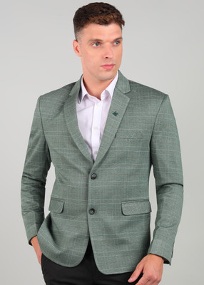 KILLER Checkered Single Breasted Casual Men Blazer(Dark Green)