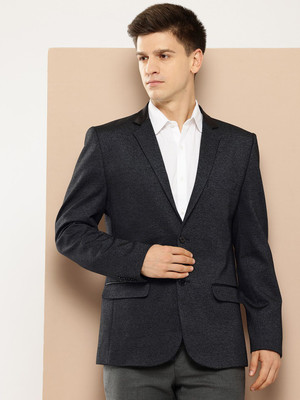 INVICTUS Solid Single Breasted Party Men Blazer(Black)