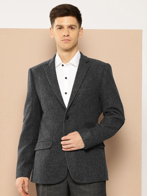 INVICTUS Solid Single Breasted Formal Men Blazer(Grey)
