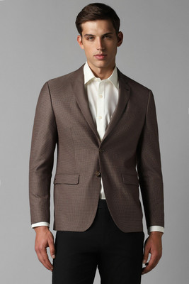 LOUIS PHILIPPE Self Design Single Breasted Formal Men Blazer(Brown)