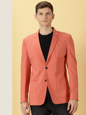 Thomas Scott Solid Single Breasted Casual Men Blazer(Orange)