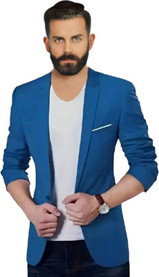 Darbar In Solid Single Breasted Casual, Formal, Festive & Wedding Men Blazer(Blue)