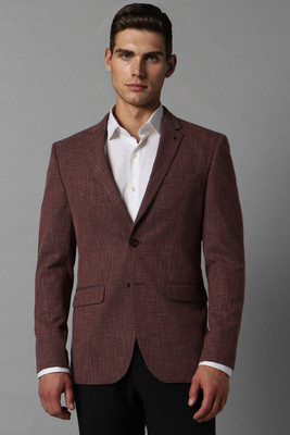 LOUIS PHILIPPE Checkered Single Breasted Formal Men Blazer(Maroon)
