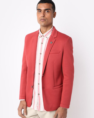 Fort Collins Solid Single Breasted Casual Men Blazer(Red)