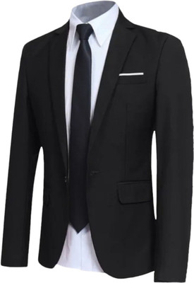 FASHYY TREND Solid Single Breasted Formal, Festive & Wedding Men Blazer(Black)