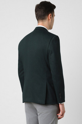 VAN HEUSEN Self Design Single Breasted Formal Men Blazer(Black)