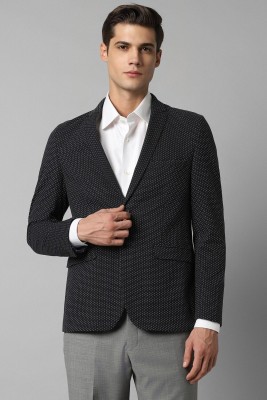 LOUIS PHILIPPE Self Design Single Breasted Casual Men Blazer(Black)