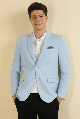 Allen Solly Solid Single Breasted Casual Men Blazer(Light Blue)
